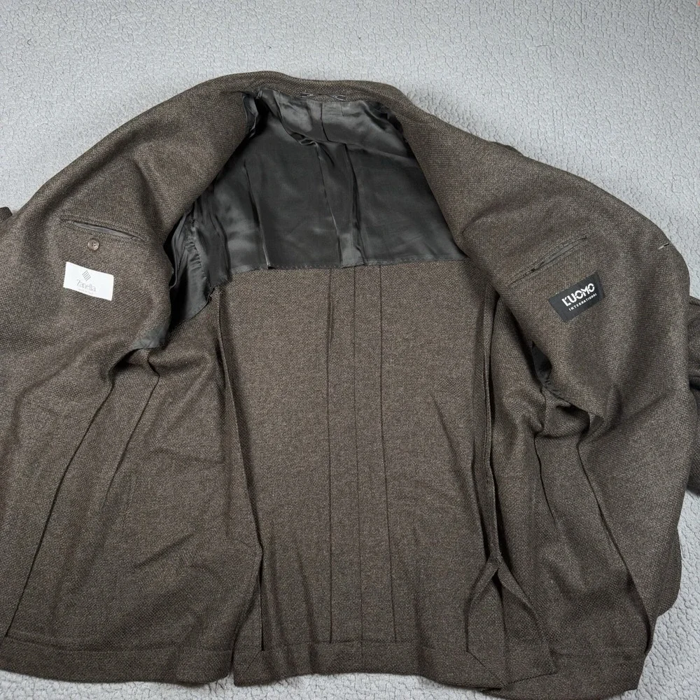 Zanella Blazer Mens 44R Brown Herringbone Wool Cashmere Blend Sports Coat‎ Tweed